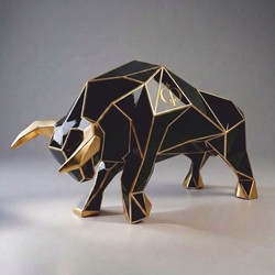 Casa Padrino escultura decorativa XXL toro oro / negro 220 cm - Figura de jardín abstracta CPB