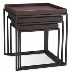 Luxus Wohnzimmer Hotel Beistelltisch 3er Set Dunkelbraun Schwarz