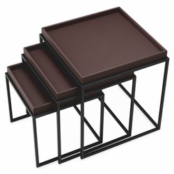 Luxus Wohnzimmer Hotel Beistelltisch 3er Set Dunkelbraun Schwarz