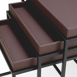 Luxus Wohnzimmer Hotel Beistelltisch 3er Set Dunkelbraun Schwarz
