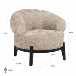 Casa Padrino sillón de lujo de salón y hotel beige / negro 88 cm - Muebles de lujo