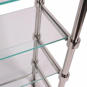 Casa Padrino Luxus Metall Regalschrank mit Glasregalen Silber H. 130 cm -  Metall Möbel