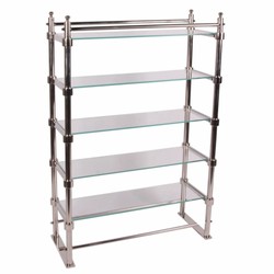 Casa Padrino armoire étagère de luxe en métal avec étagères en verre argent H. 130 cm