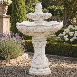Casa Padrino Fuente Barroco Blanco Ø 57 x Al. 100 cm - Magnífica Fuente de Jardín