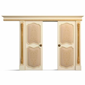 Casa Padrino Luxury Baroque Double Sliding Door Ivory / Beige / Gold 368.5 cm - Made in Italy