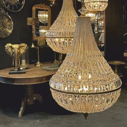 Casa Padrino lustre baroque en cristal or Ø 58 x H. 135 cm - Luminaires baroques