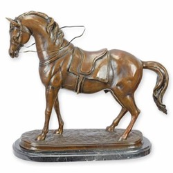Luxus Deko Bronze Skulptur Figur Pferd Braun Schwarz