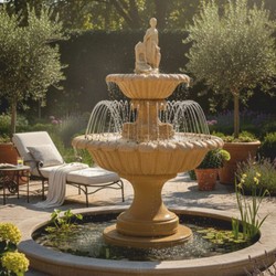 Casa Padrino Art Nouveau Fountain with Water Jet Ring Beige H. 240 cm