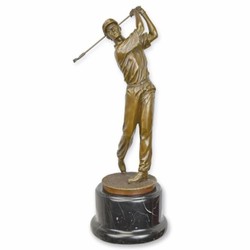 Casa Padrino Decorative Sculpture Golfer Bronze / Black H. 37.9 cm - Bronze Decorative Figure