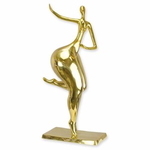 Casa Padrino Luxury Decorative Bronze Sculpture Woman Gold H. 76.6 cm - Abstract Decorative Figure