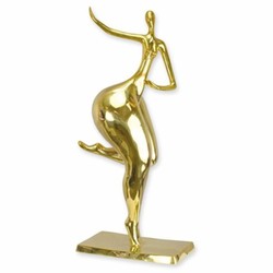 Casa Padrino Luxury Decorative Bronze Sculpture Woman Gold H. 76.6 cm - Abstract Decorative Figure