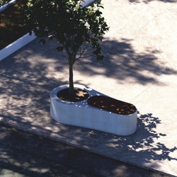 Casa Padrino banco de jardín de lujo de hormigón con maceta blanco / marrón oscuro 145 cm