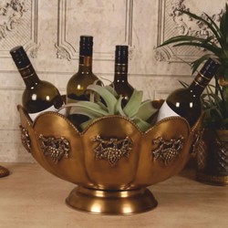 Casa Padrino Enfriador de Vino Barroco de Latón Oro Ø 41 cm - Enfriador de Champaña Barroco