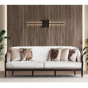 Casa Padrino Luxus Barock Sofa Creme / Dunkelbraun / Gold 227 cm - Barock Möbel