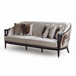Casa Padrino Canapé Baroque de Luxe Crème / Marron Foncé / Or 227 cm - Meubles Baroques