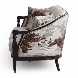 Casa Padrino Canapé Baroque de Luxe Crème / Marron Foncé / Or 227 cm - Meubles Baroques