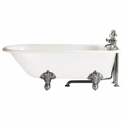 Casa Padrino Baignoire Art Nouveau Blanc / Argent 170 cm - Baignoire Autoportante en Fonte