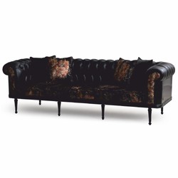 Casa Padrino Luxury Baroque Sofa Black / Gold 260 cm - Baroque Living Room Furniture