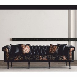 Casa Padrino Luxury Baroque Sofa Black / Gold 260 cm - Baroque Living Room Furniture