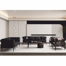 Casa Padrino Luxury Baroque Sofa Black / Gold 260 cm - Baroque Living Room Furniture