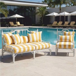 Casa Padrino Canapé Art Nouveau de Luxe Blanc / Jaune 190 cm - Canapé Hôtel et Jardin