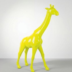Casa Padrino escultura decorativa XXL jirafa amarillo neón A. 230 cm - Figura decorativa de jardín