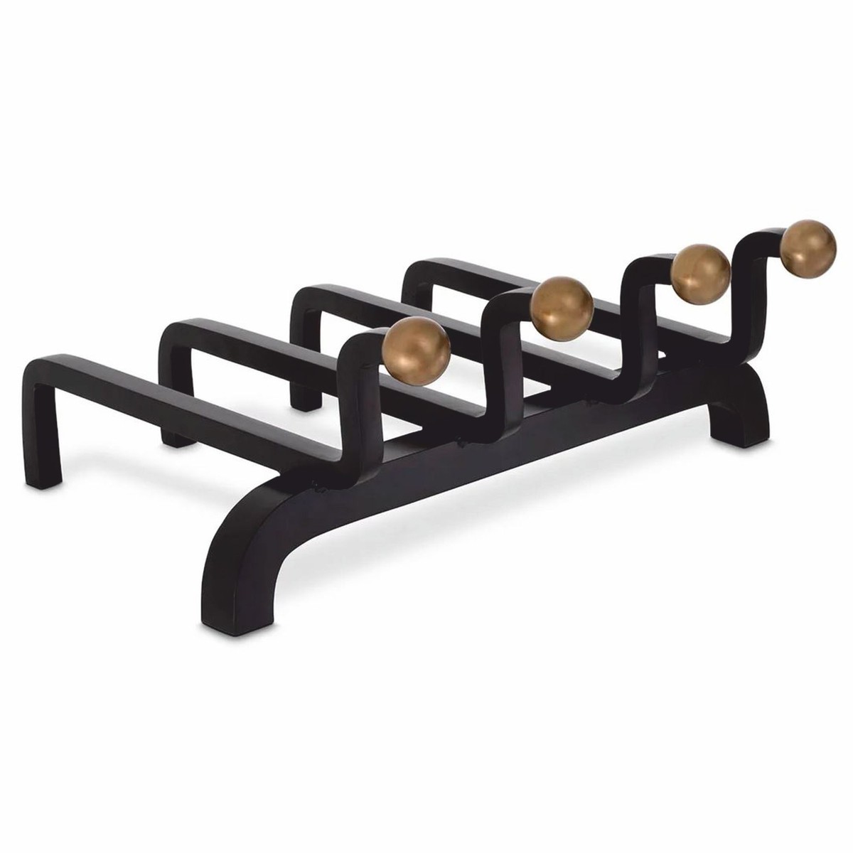 Casa Padrino Morillo de Lujo Negro / Latón Vintage - Accesorio de Chimenea de Lujo