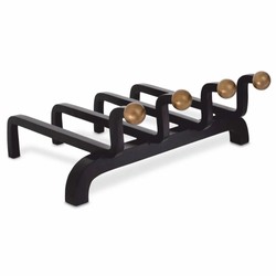 Casa Padrino Morillo de Lujo Negro / Latón Vintage - Accesorio de Chimenea de Lujo