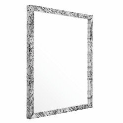 Casa Padrino Espejo de Lujo Blanco / Negro 97,5 cm - Espejo de Pared Cuadrado