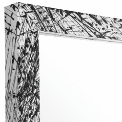 Casa Padrino Espejo de Lujo Blanco / Negro 97,5 cm - Espejo de Pared Cuadrado