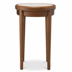Casa Padrino table d'appoint de luxe en acajou avec plateau en marbre et tiroir marron / beige H. 70 cm