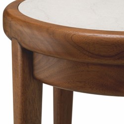 Casa Padrino table d'appoint de luxe en acajou avec plateau en marbre et tiroir marron / beige H. 70 cm