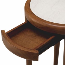 Casa Padrino table d'appoint de luxe en acajou avec plateau en marbre et tiroir marron / beige H. 70 cm