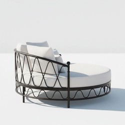 Casa Padrino îlot de couchée de luxe en fer forgé noir / gris clair Ø 170 cm - Meubles de jardin