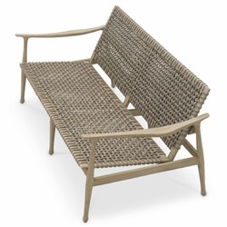 Casa Padrino Luxury Teak Garden Sofa Greige 180 cm - Teak Garden Furniture