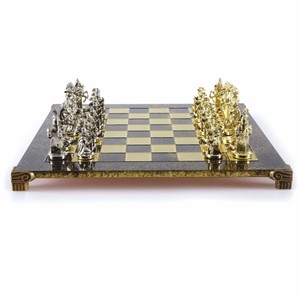 Casa Padrino Luxury Knight Chess Set Bronze / Gold / Silver 44 x 44 cm - Medieval Style Chess Set