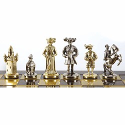 Casa Padrino Luxury Knight Chess Set Bronze / Gold / Silver 44 x 44 cm - Medieval Style Chess Set