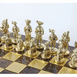 Casa Padrino Luxury Knight Chess Set Bronze / Gold / Silver 44 x 44 cm - Medieval Style Chess Set