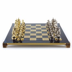 Casa Padrino Luxury Knight Chess Set Bronze / Gold / Silver 44 x 44 cm - Medieval Style Chess Set