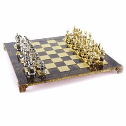 Casa Padrino Luxury Knight Chess Set Bronze / Gold / Silver 44 x 44 cm - Medieval Style Chess Set