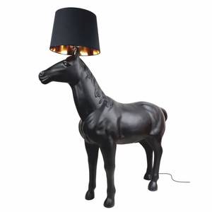 Casa Padrino lámpara de pie XXL caballo negro mate 235 x Al. 240 cm - Lámpara de pie animales
