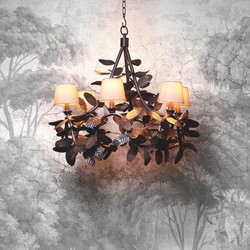 Casa Padrino Luxury Living Room Chandelier Bronze / White Ø 90 cm - Luxury Quality