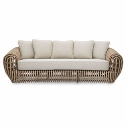 Casa Padrino Luxury Garden Sofa Brown / Sand 229.5 cm - Garden & Hotel Furniture