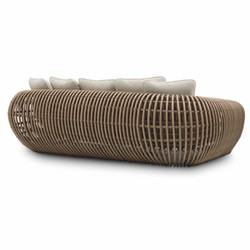Casa Padrino Luxury Garden Sofa Brown / Sand 229.5 cm - Garden & Hotel Furniture