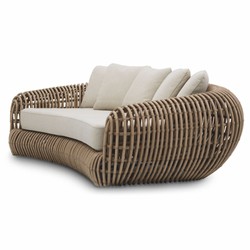 Casa Padrino Luxury Garden Sofa Brown / Sand 229.5 cm - Garden & Hotel Furniture