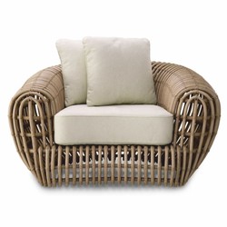 Casa Padrino Luxury Garden Armchair Brown / Sand 120.5 cm - Garden & Hotel Furniture