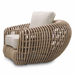 Casa Padrino Luxury Garden Armchair Brown / Sand 120.5 cm - Garden & Hotel Furniture