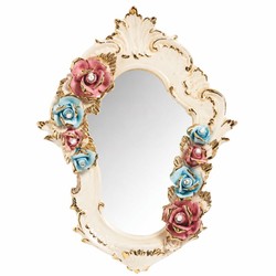 Casa Padrino miroir baroque de luxe en céramique beige clair / multicolore / or H. 55 cm - Fabriqué en Italie