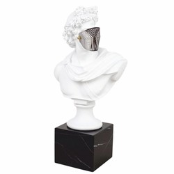 Casa Padrino Baroque Bust Roman with Mask White / Black H. 63 cm