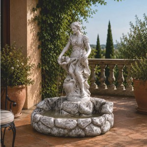 Casa Padrino Fuente Art Nouveau Gris Al. 128 cm - Elegante Fuente de Jardín